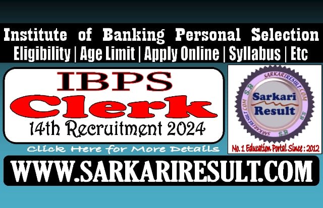Sarkari Result IBPS Clerk 14th Online Form 2024