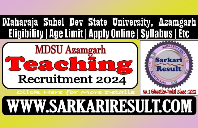 Sarkari Result MSDSU Azamgarh Online Form 2024